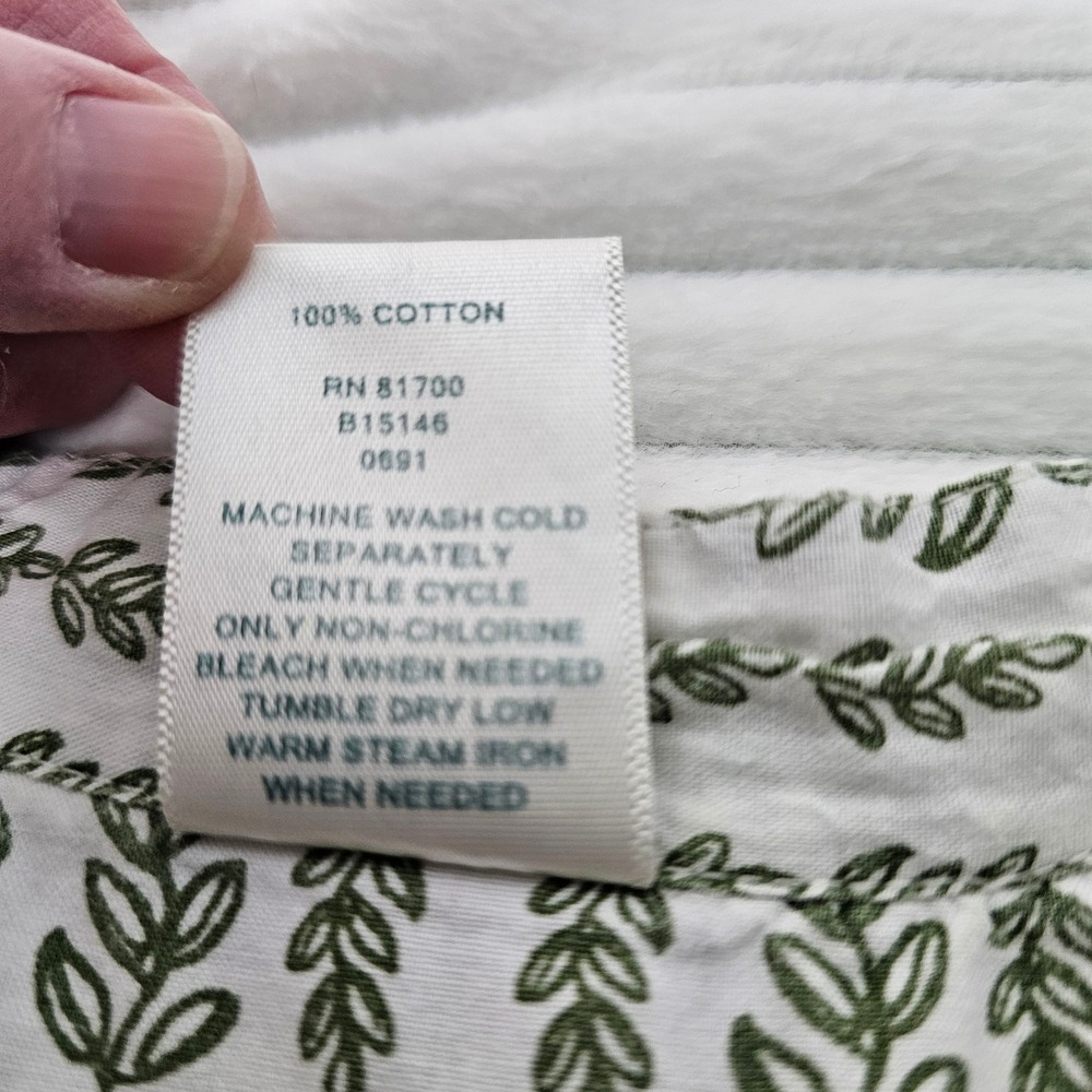 Blair Pintuck Blouse Women 3XL White Green Leaf Print Cotton Button Front Top - Picture 7 of 12